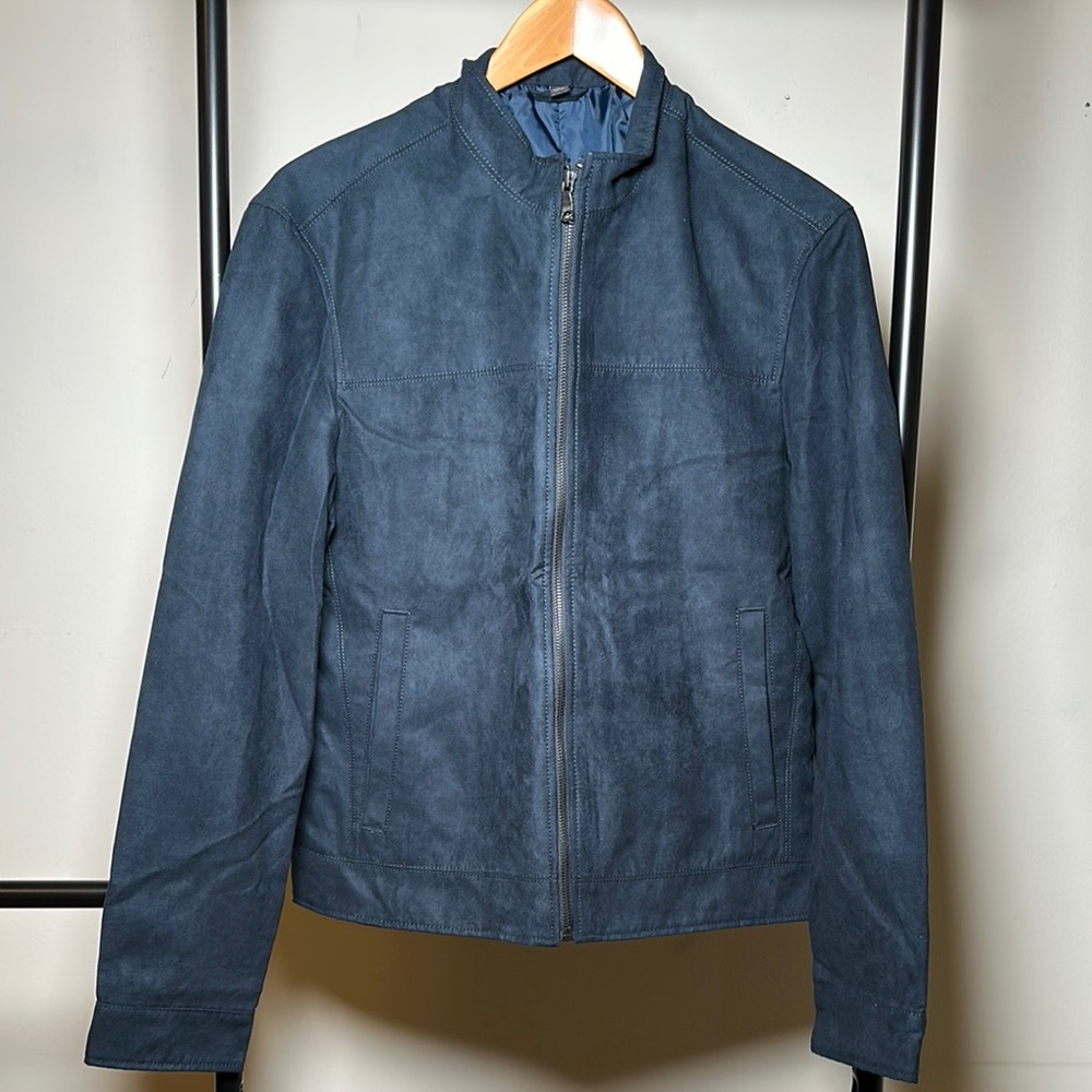 Banana Republic Lightweight Blue Zip-Up Suede Jacket